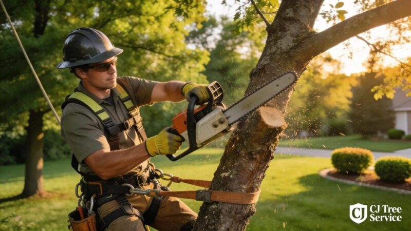 Professional arborist performing tree care in Southeast Wisconsin, emphasizing expertise in tree removal and maintenance