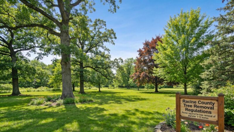 Lush green yard with healthy trees depicting the importance of tree preservation in Racine County