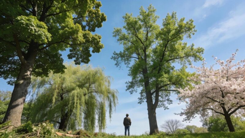 Risky tree species in Racine, including Oak, Willow, and Cherry trees, highlighting the need for professional removal